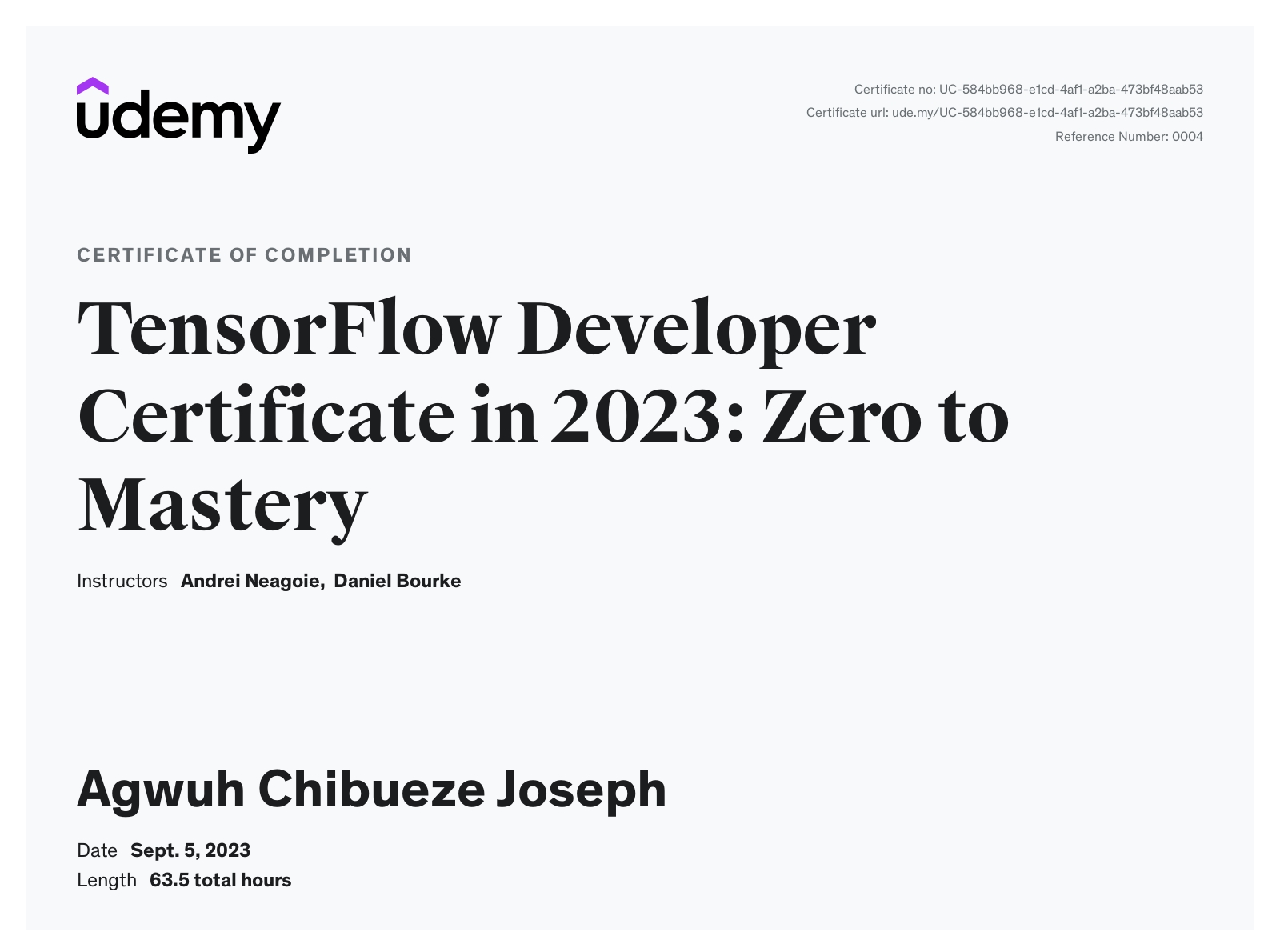 TensorFlow Developer Certificate